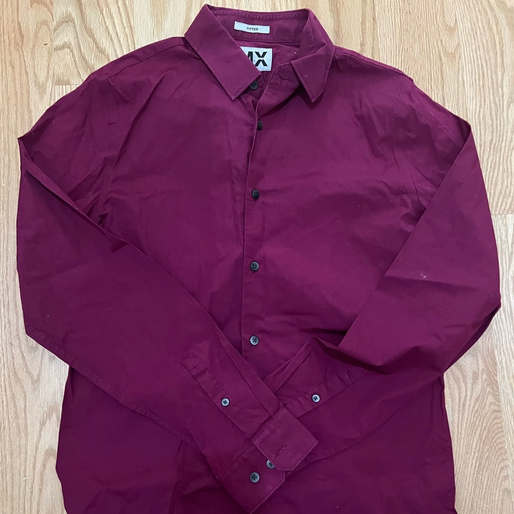Express 1MX burgundy fitted shirt